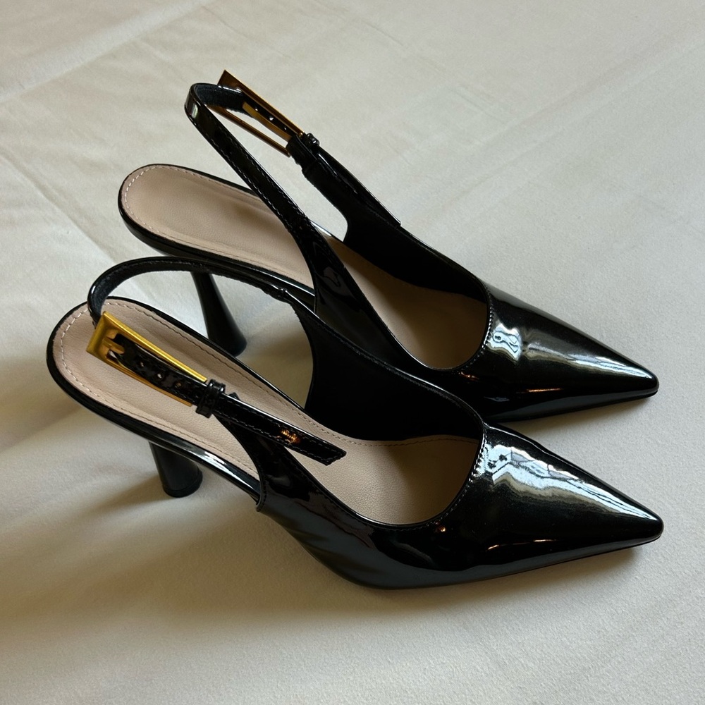 Black Heels with Gold Buckle